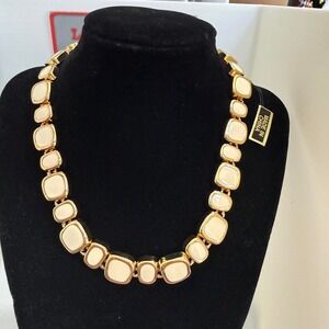 Gold & Cream Square bead necklace Gold